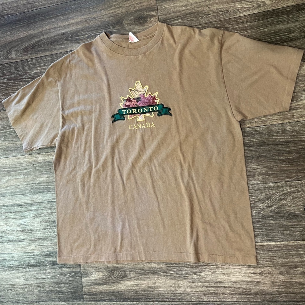 VINTAGE TORONTO CANADA 🍁 BROWN EMBROIDERED SINGLE STITCH MEN XL